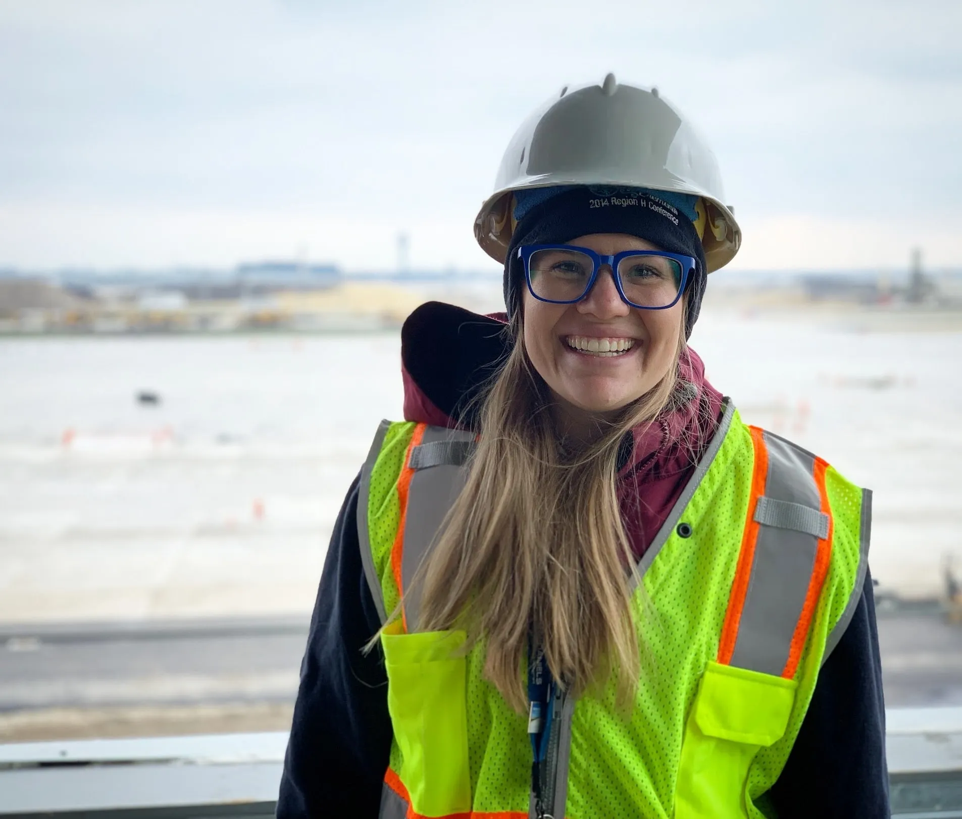 Jen Moore on site at an airport construction project.