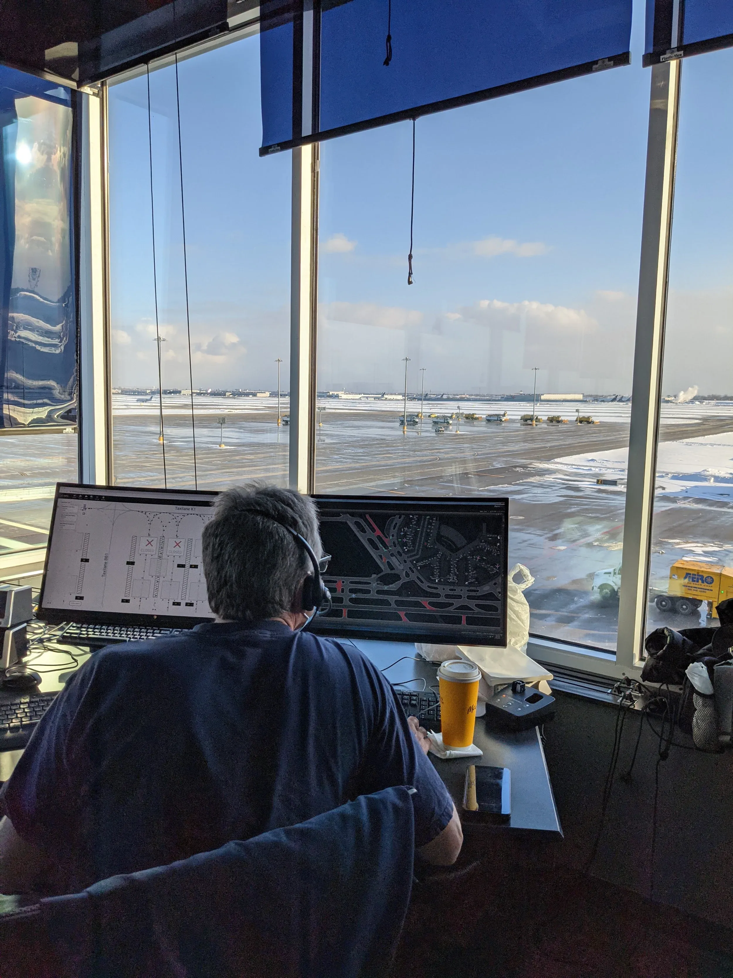 The ramp tower position at O’Hare’s central deicing facility, looking out over the airfield.