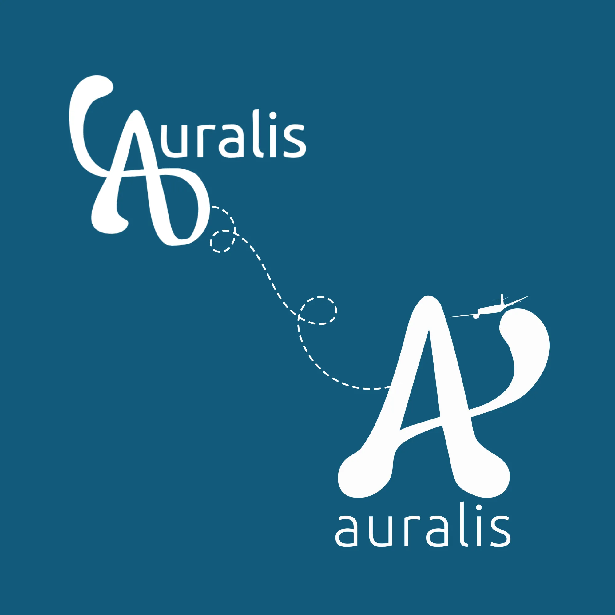 The Auralis wordmark and mark on a deep blue card.