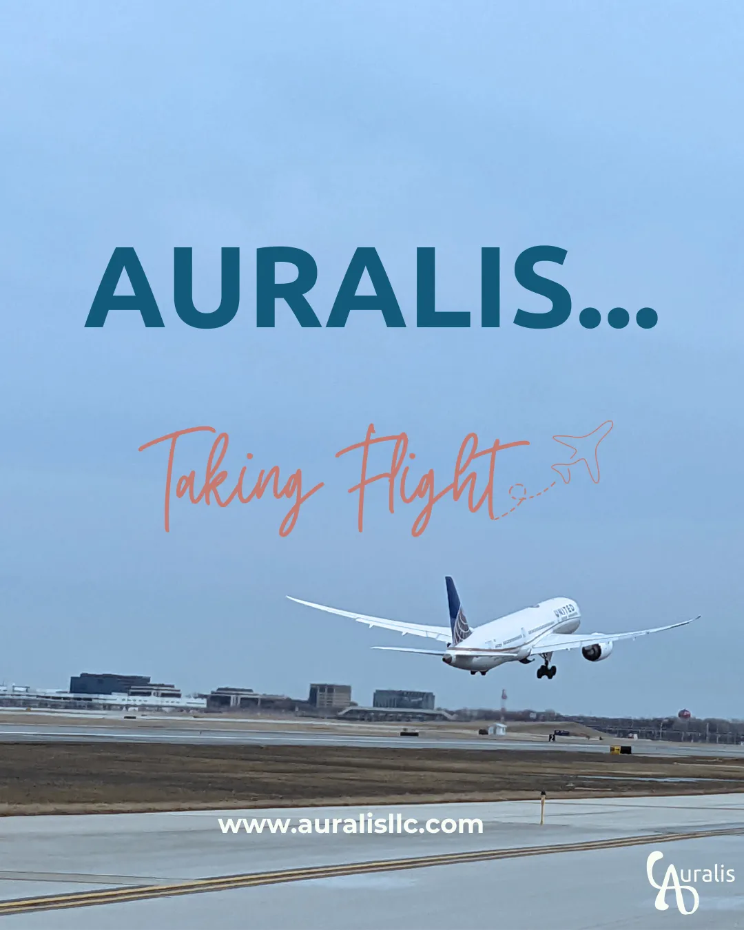 An Auralis announcement card reading “Auralis… taking flight”.